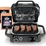 Ninja OG701 - Parrilla eléctrica y ahumador 7 en 1 para exteriores, parrilla, barbacoa, freír al aire, hornear, asar, deshidratar y asar, utiliza pellets de leña, portátil y resistente a la intemperie