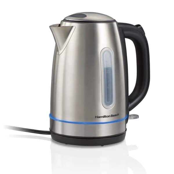 Hervidor de agua de acero inoxidable hamilton beach de 1,7 litros con anillo de luz LED 41037G