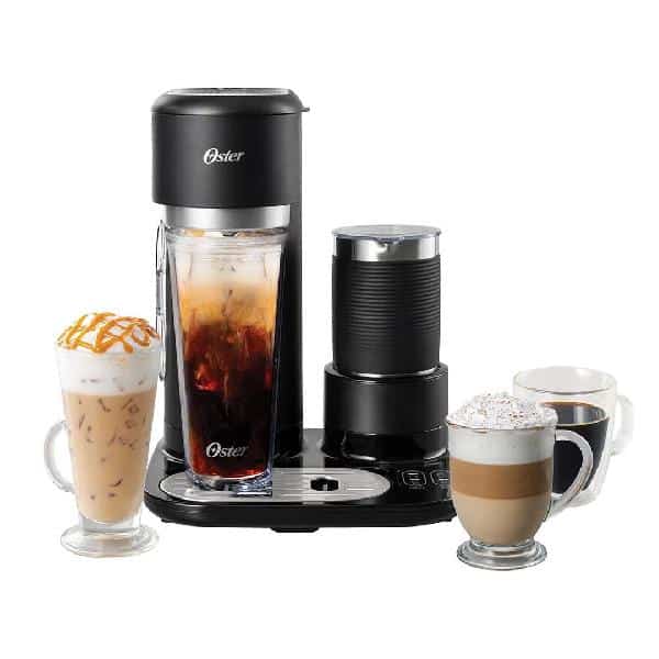 Cafetera latte Oster BVSTDC02B-013 1400 watts 2 tazas 4 en 1 con espumador color negro