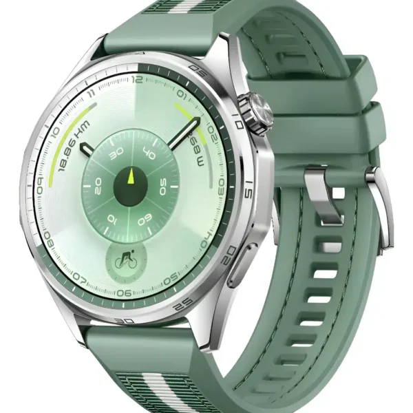 smartwatch huawei watch gt 6 46mm reloj inteligente caja plateado malla verde bisel plateado