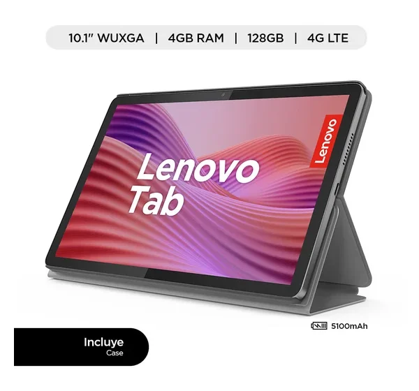 Tablet Lenovo Tab 10.1" 4G LTE 128GB 4GB RAM + Folio Case