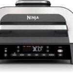 Parrilla de interior Ninja DG551 Foodi Smart XL 6 en 1 con freír al aire, asar, hornear, rostizar y deshidratar, termómetro inteligente Foodi Smart, segunda generación, negro/plata