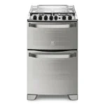 Cocina Silver Automática de 4 Quemadores con 2 Hornos y Triple Llama 56DXQ