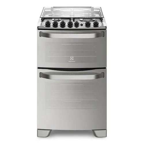 Cocina Silver Automática de 4 Quemadores con 2 Hornos y Triple Llama 56DXQ