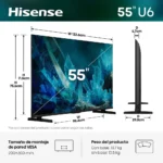 TV Hisense Hi-QLED MiniLED 55" 4K 55U6ESG Google TV 2026 - Image 3